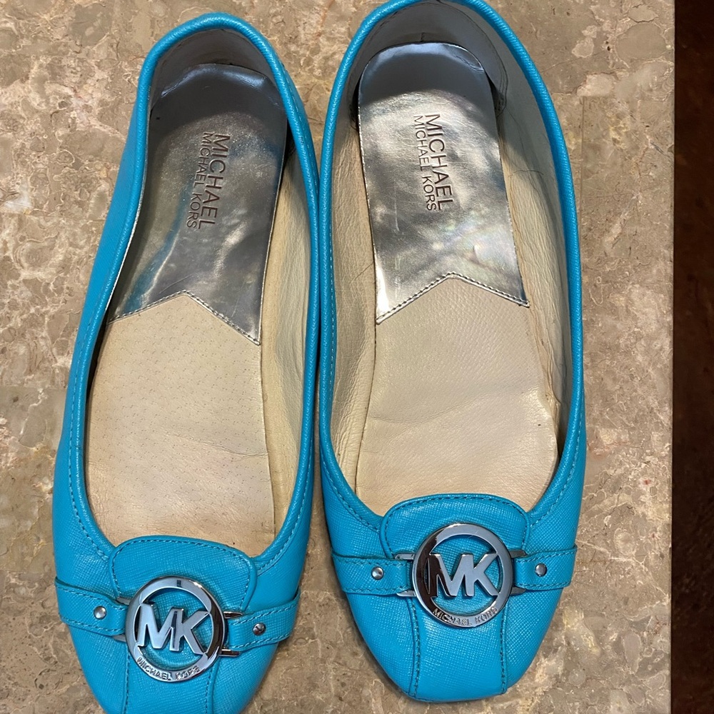 Bright Baby Blue Michael Kors flats